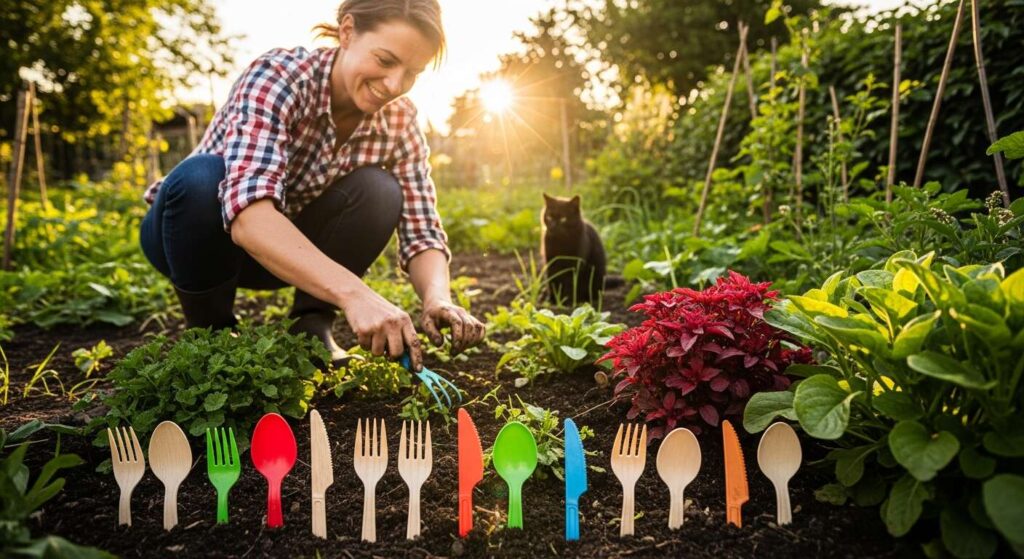 Orto: queste posate piantate nella terra che i giardinieri si strappano per tenere gatti e uccelli a distanza (senza prodotti)
